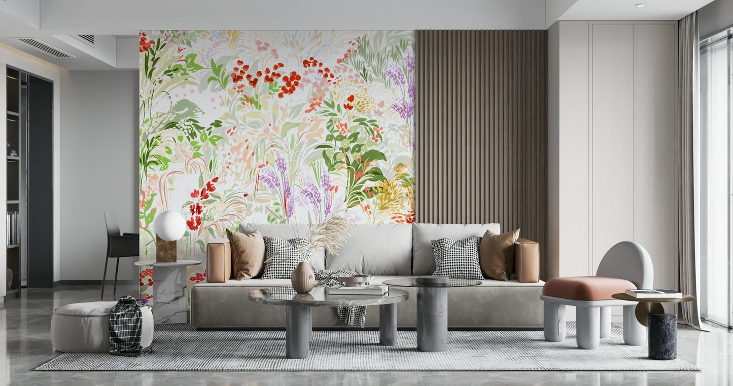 Bucolic refulgent Painterly Meadow wallpaper tableau., GD6656