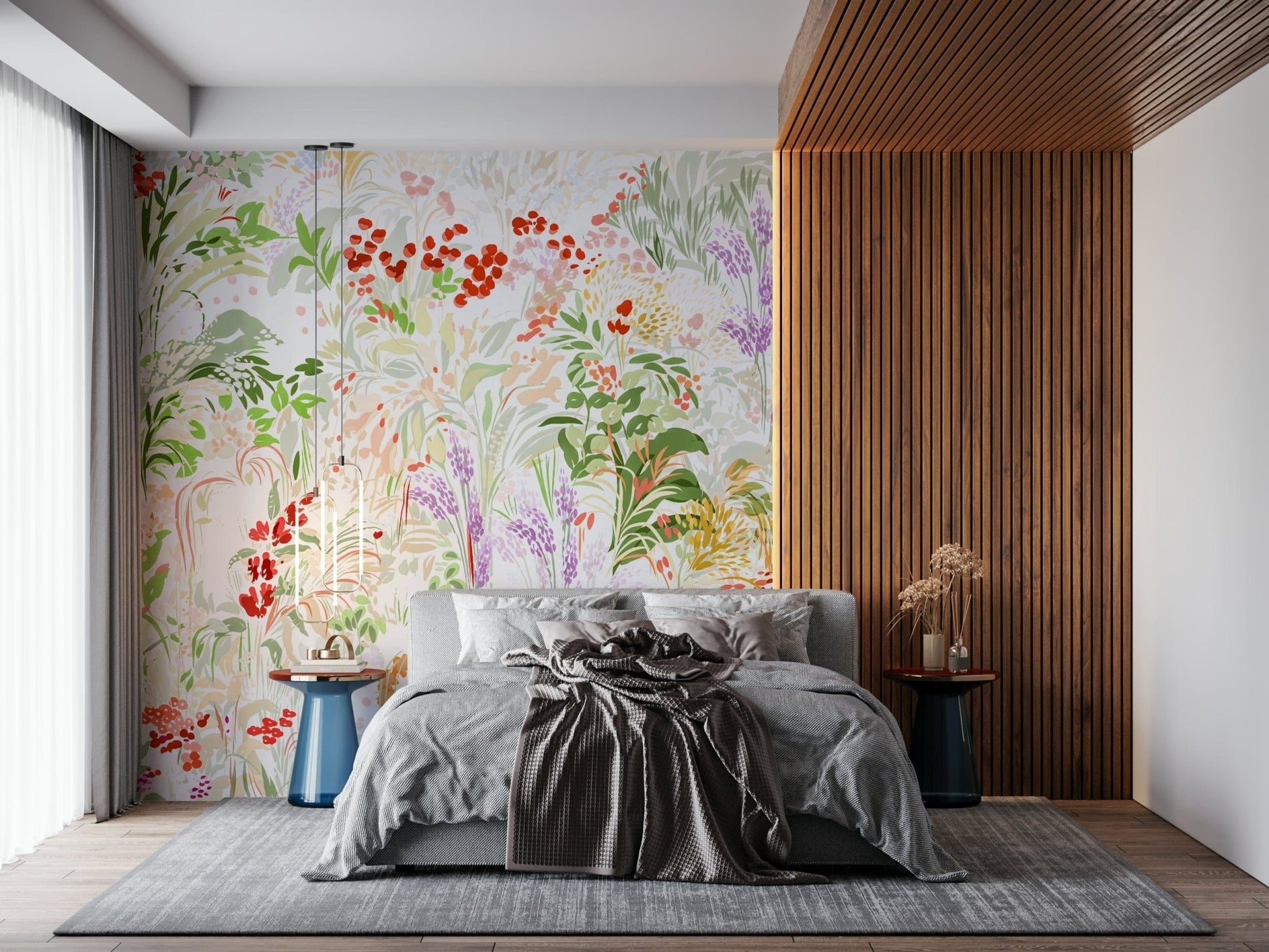 Sun-drenched rambling floral vista  Meadow wallpaper mural., GD6656