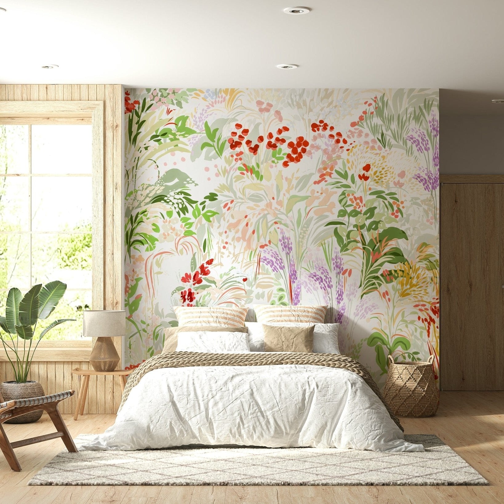 Painterly Meadow Wall Mural Vivacious quixotic field motif., GD6656