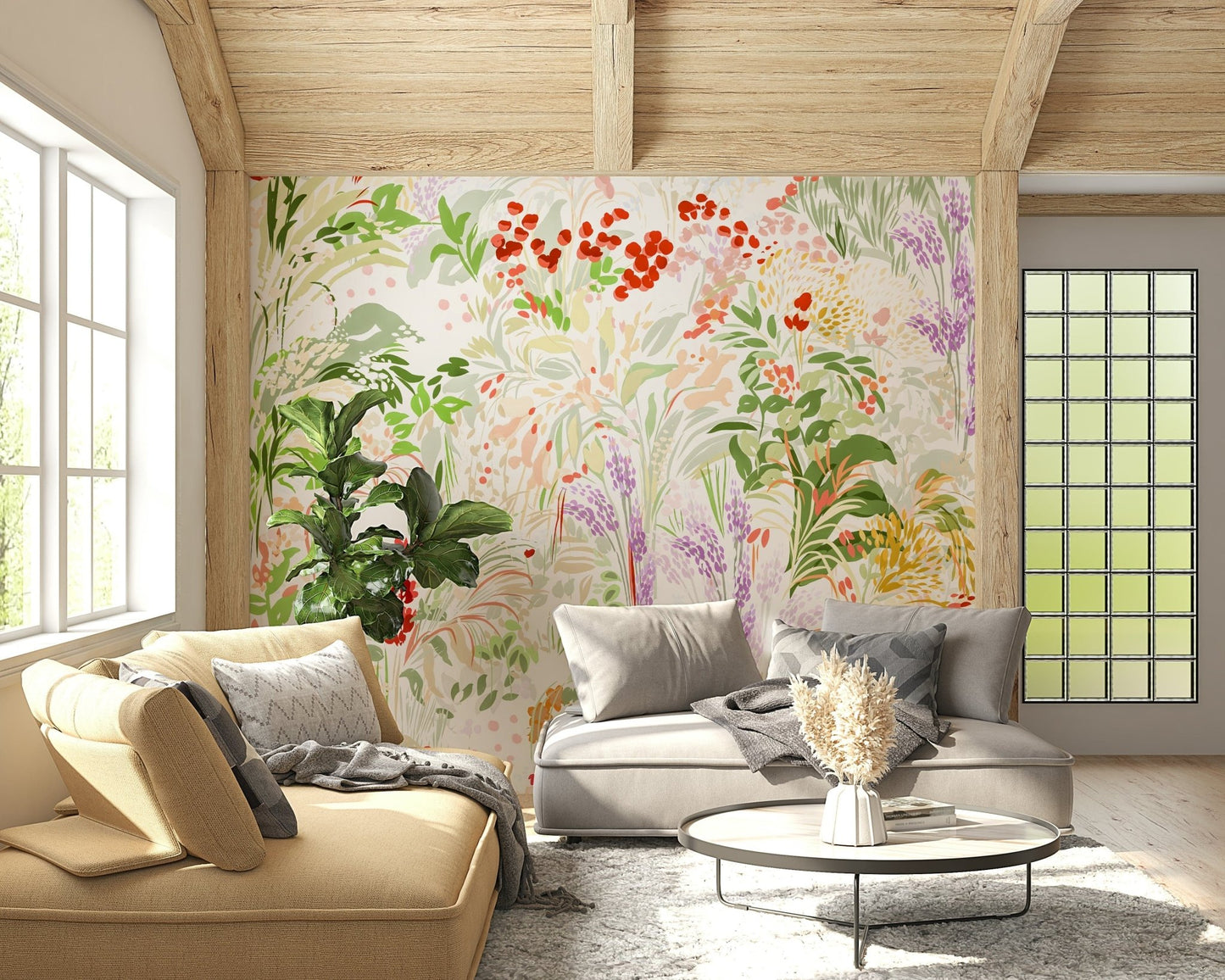 Delightful Painterly Meadow Chimerical garden peel and stick., GD6656