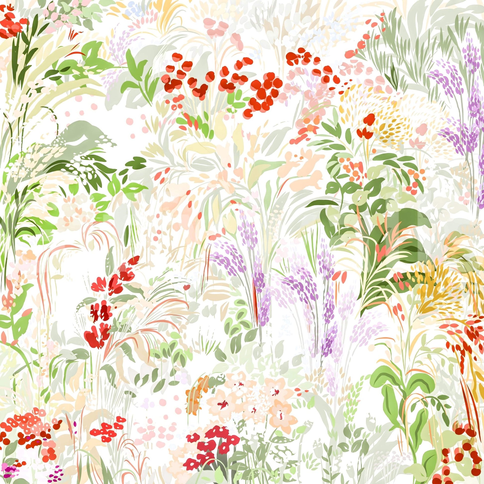 Kaleidoscopic efflorescence of Painterly Meadow Wall Mural., GD6656