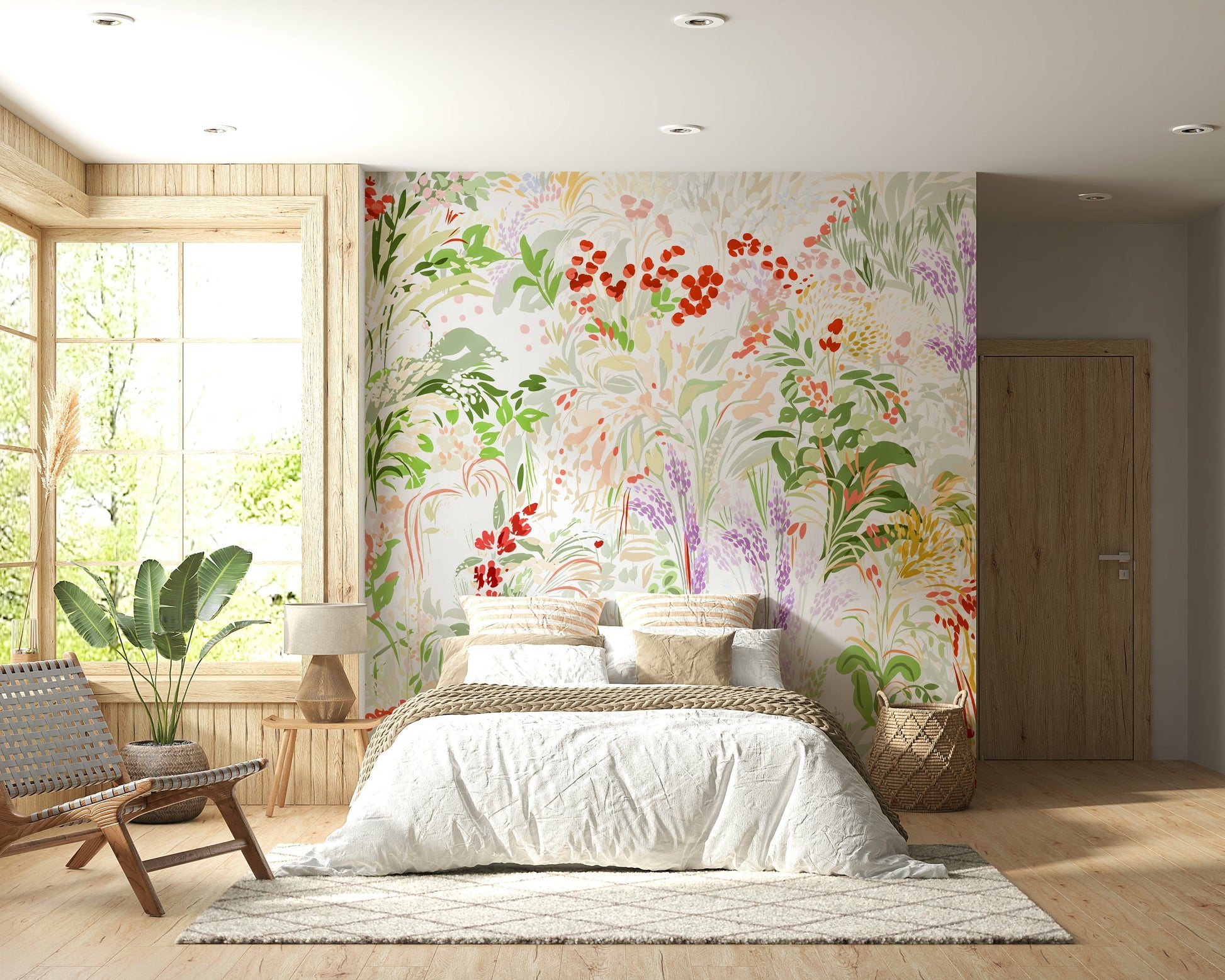 Painterly Meadow Wall Mural Vivacious quixotic field motif.