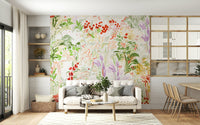 Painterly Meadow Wall Mural Luminous botanical tapestry of flowers.