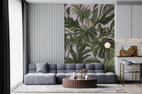 Home office styled with Painterly Palms Blush Tropical Foliage Wall Mural