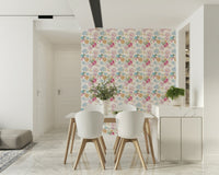 A calming abstract design wallpaper mural that defines a space.