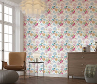 An artistic soft focus bloom mural on luxury wallpaper.