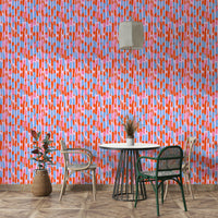 The wallpaper is used to create a feature wall in a dining room., GD4667