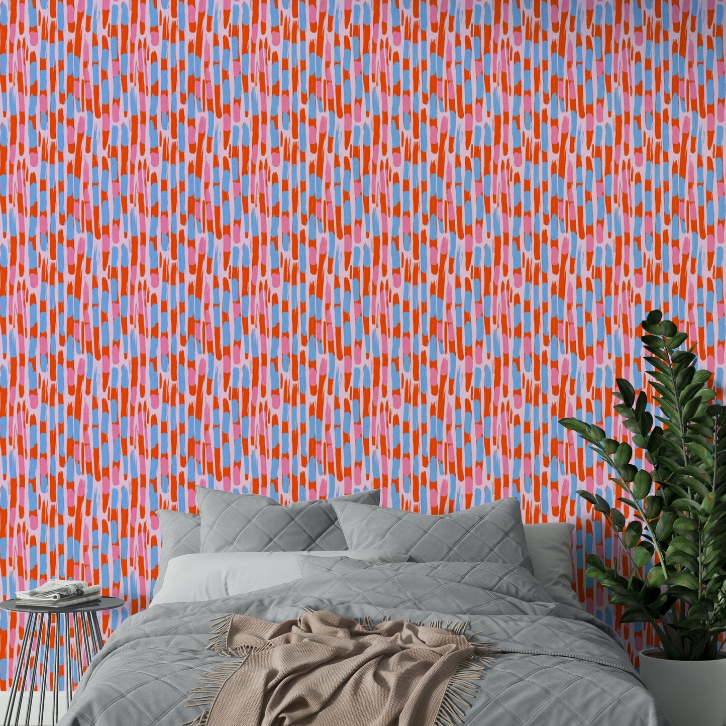 The peel and stick wallpaper on a smooth wall surface., GD4667