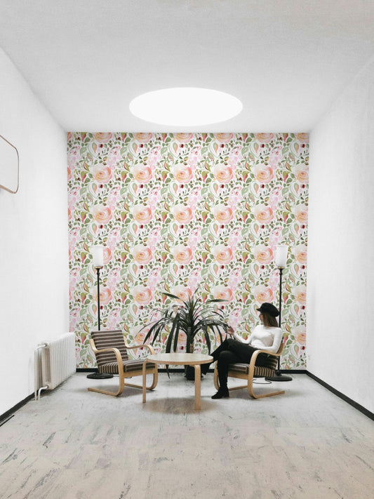 Painterly Rose Garden Wallpaper⁠