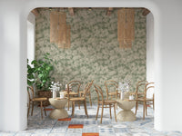 Modern floral texture mural, loose brushwork style, peaceful room accent.