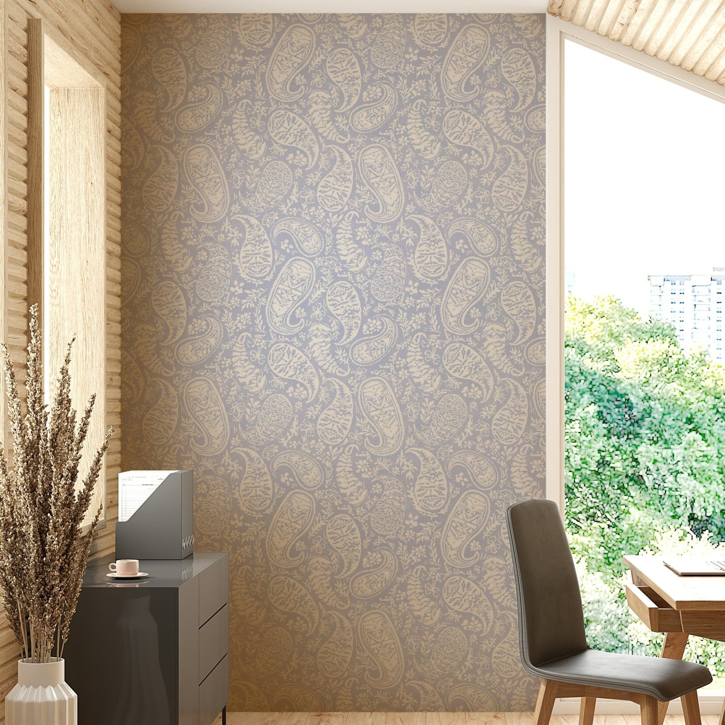 Delicate and intricate paisley pattern.

