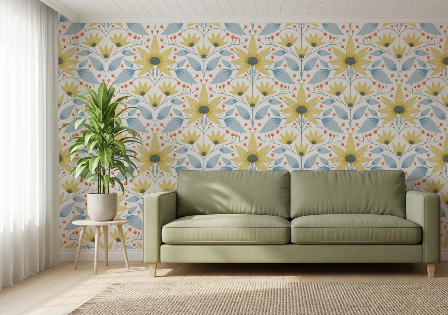 Pale Bloom Symphony Wallpaper for a sophisticated guest room wall
