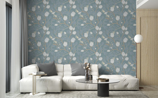 Classic turquoise wallpaper with vintage appeal B034