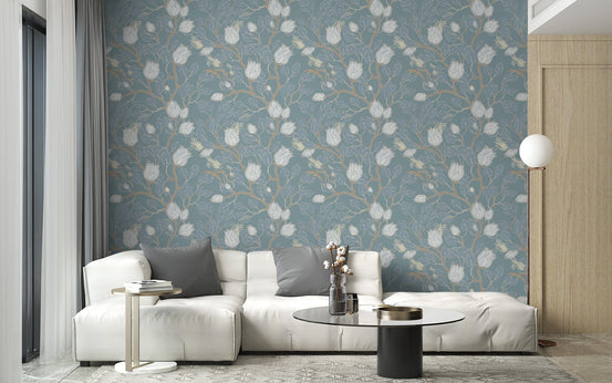 Classic turquoise wallpaper with vintage appeal B034