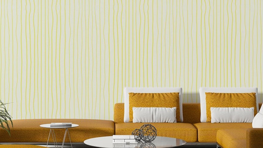 Pale yellow vertical lines wall mural, GD1019