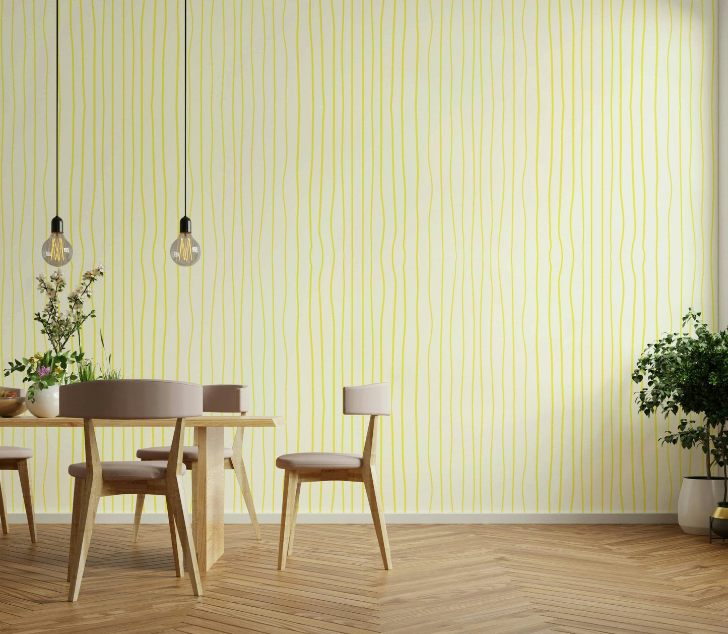 Light yellow mural wallpaper design

