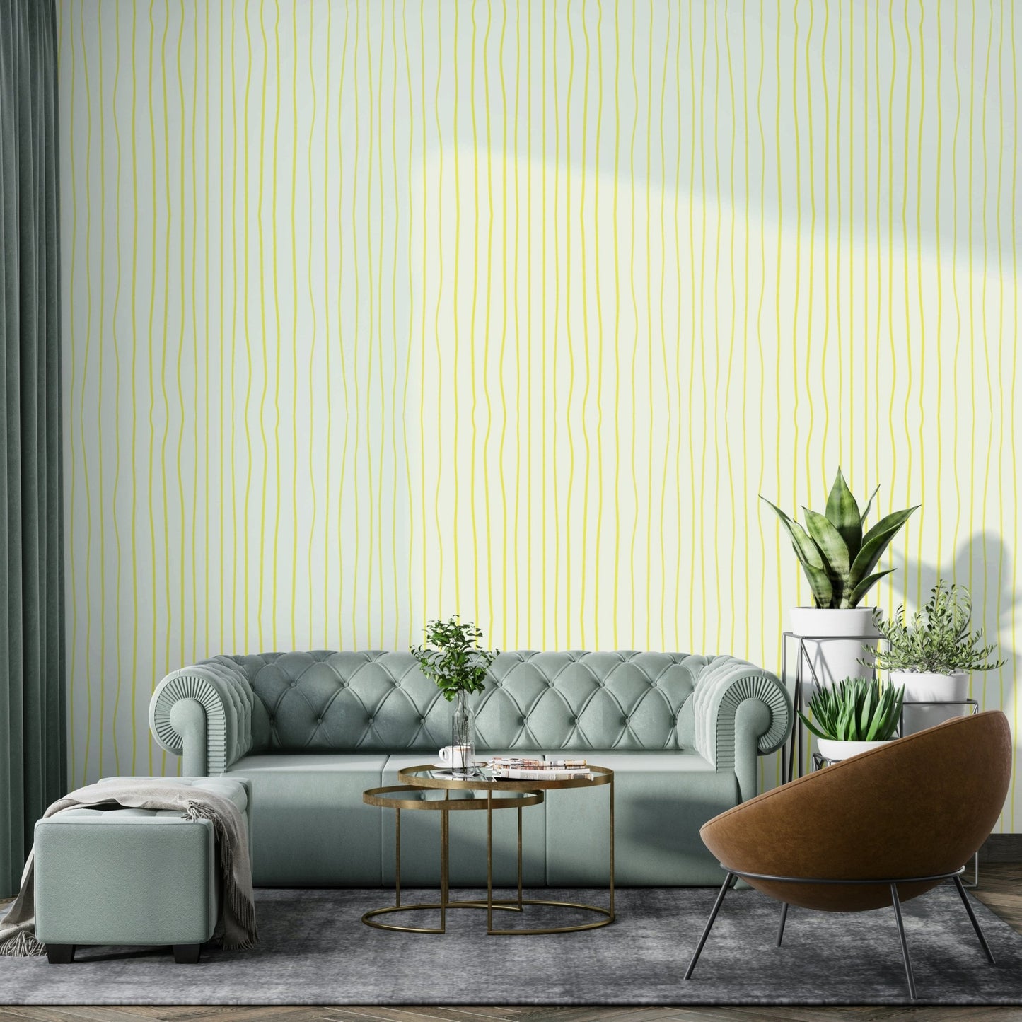 Peaceful yellow line wallpaper for rooms

