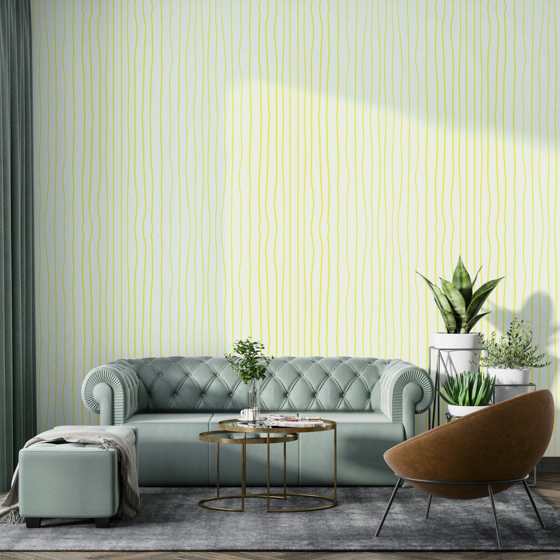 Peaceful yellow line wallpaper for rooms


