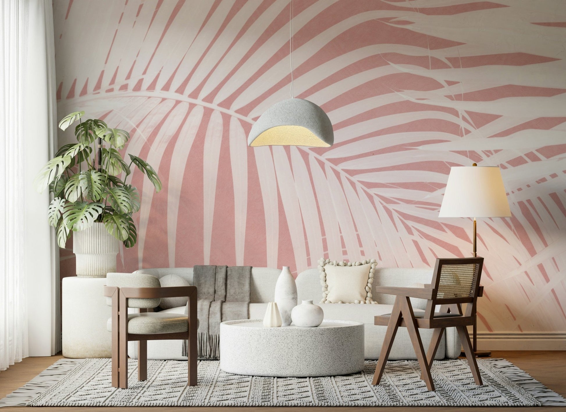 A serene tropical foliage wall mural for your decor.