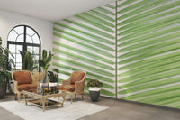 Calm botanical wall mural with layered leaves

