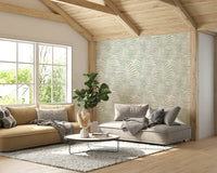 Wallpaper with a simple line art tropical design

