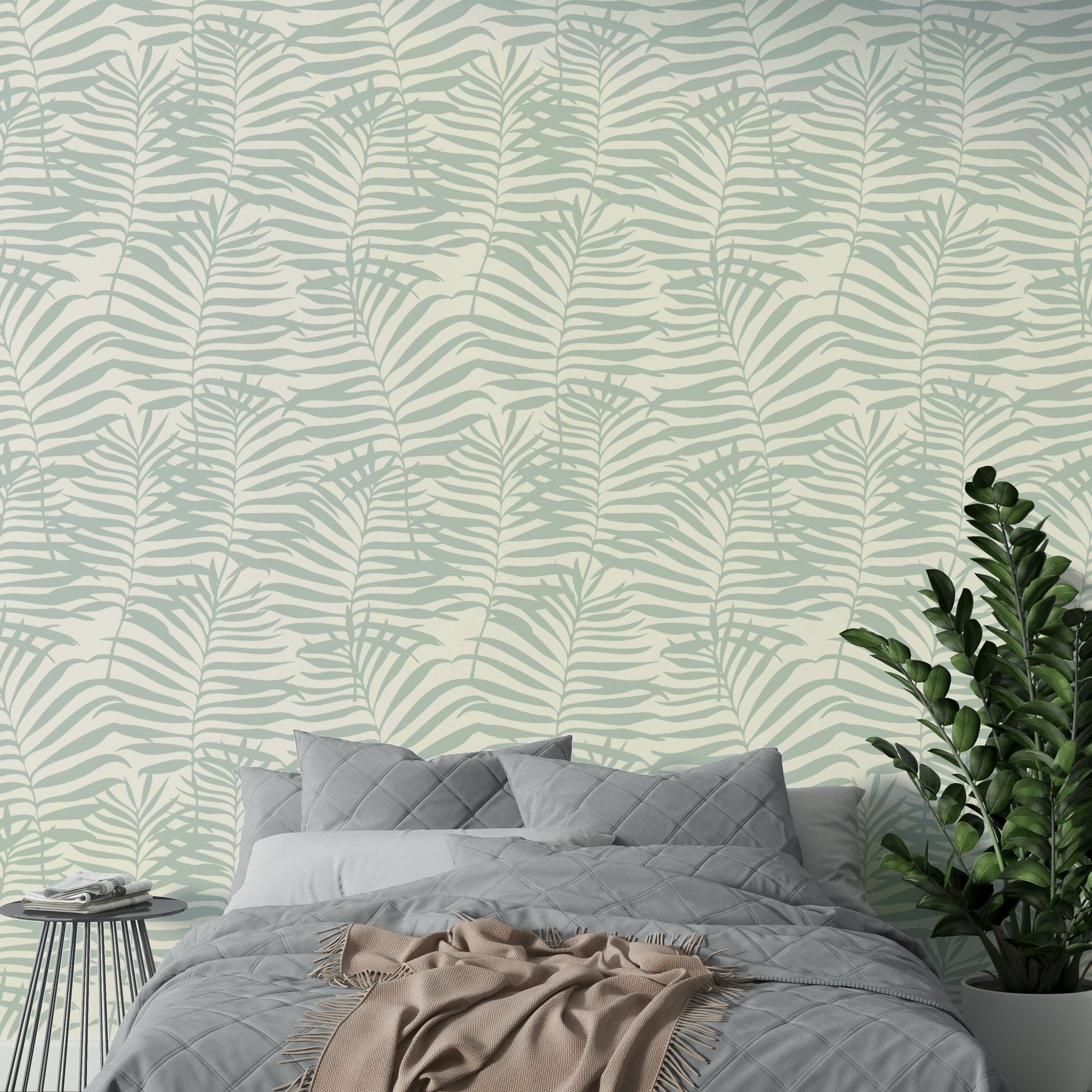 An interior with a peaceful and open accent wall

