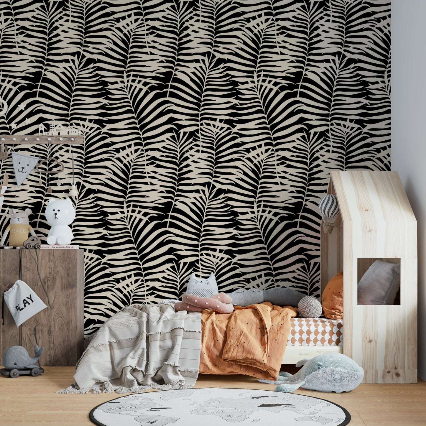 Close-up of a hand-drawn palm leaf pattern

