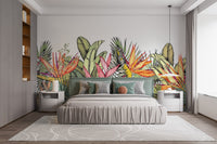 Exotic multicolor leaves and flowers mural
 A986