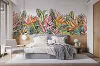 Colorful Tropical Palm Leaves Flowers Wall Murals - Giffywalls A986