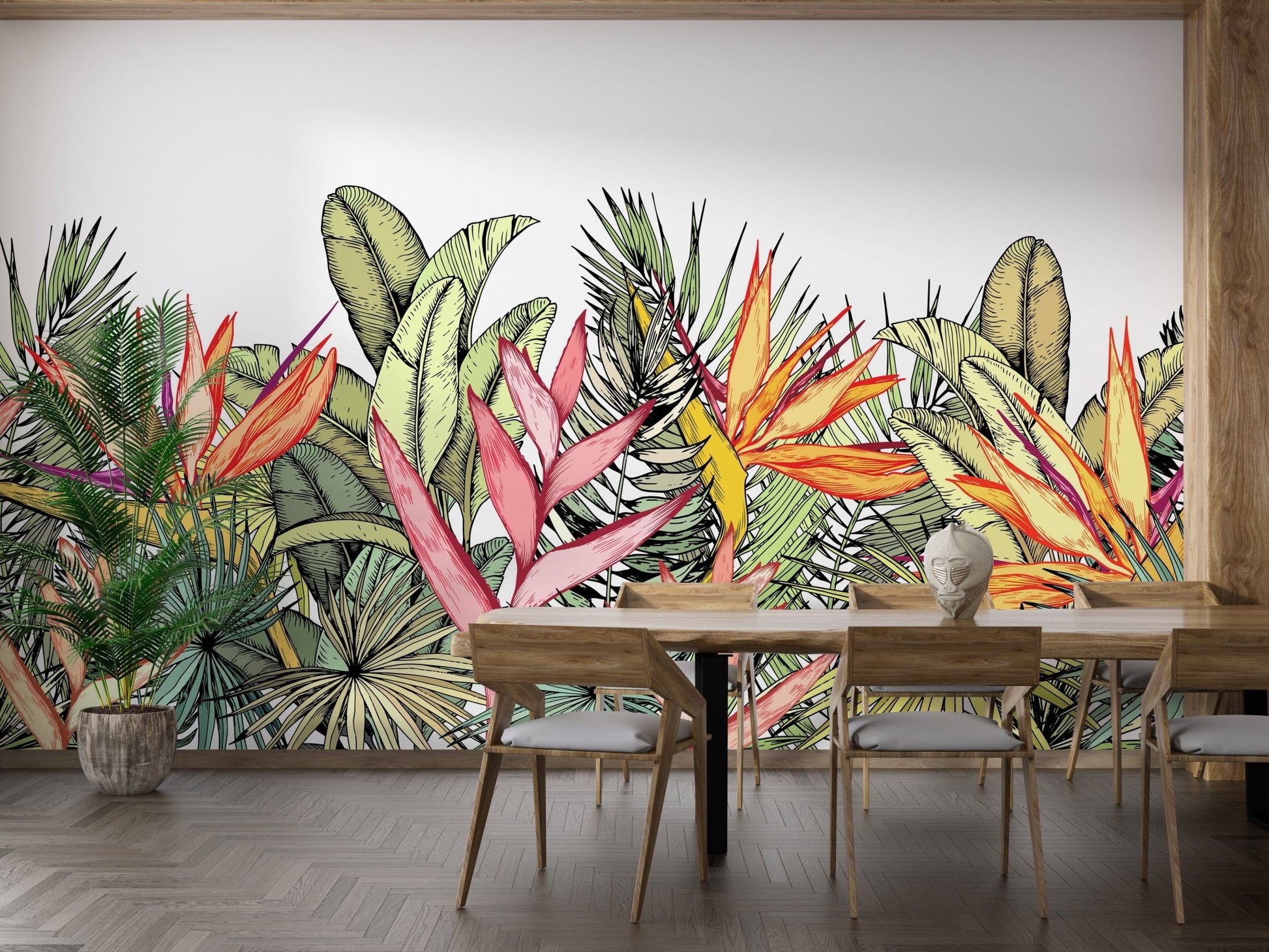 Multicolor tropical leaves wallpaper print
A986