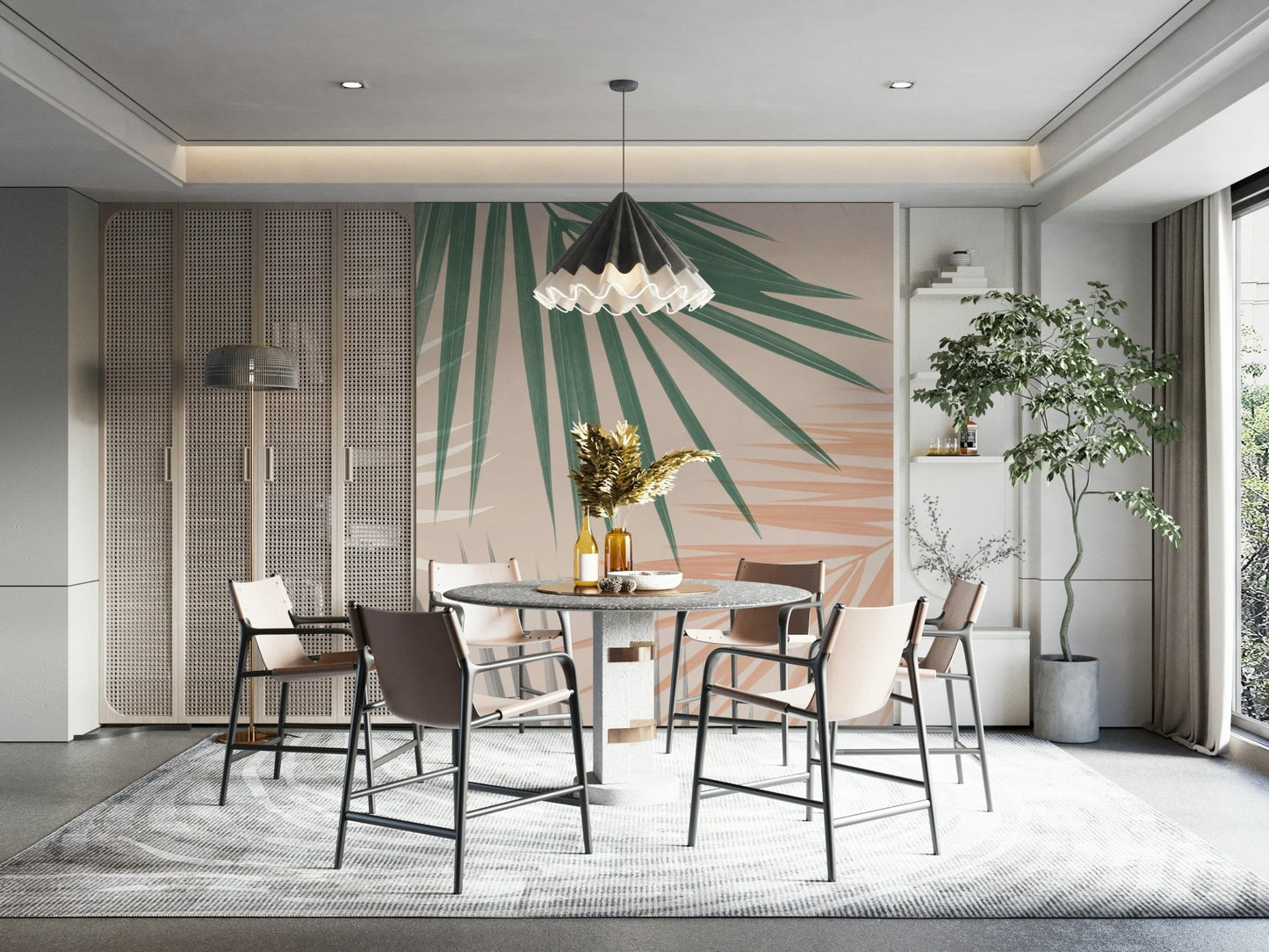 Abstract palm leaf wallpaper art

