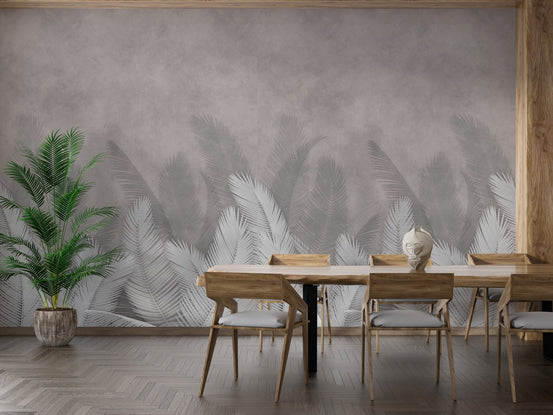 Palm leaves with gray color wallpaper A167