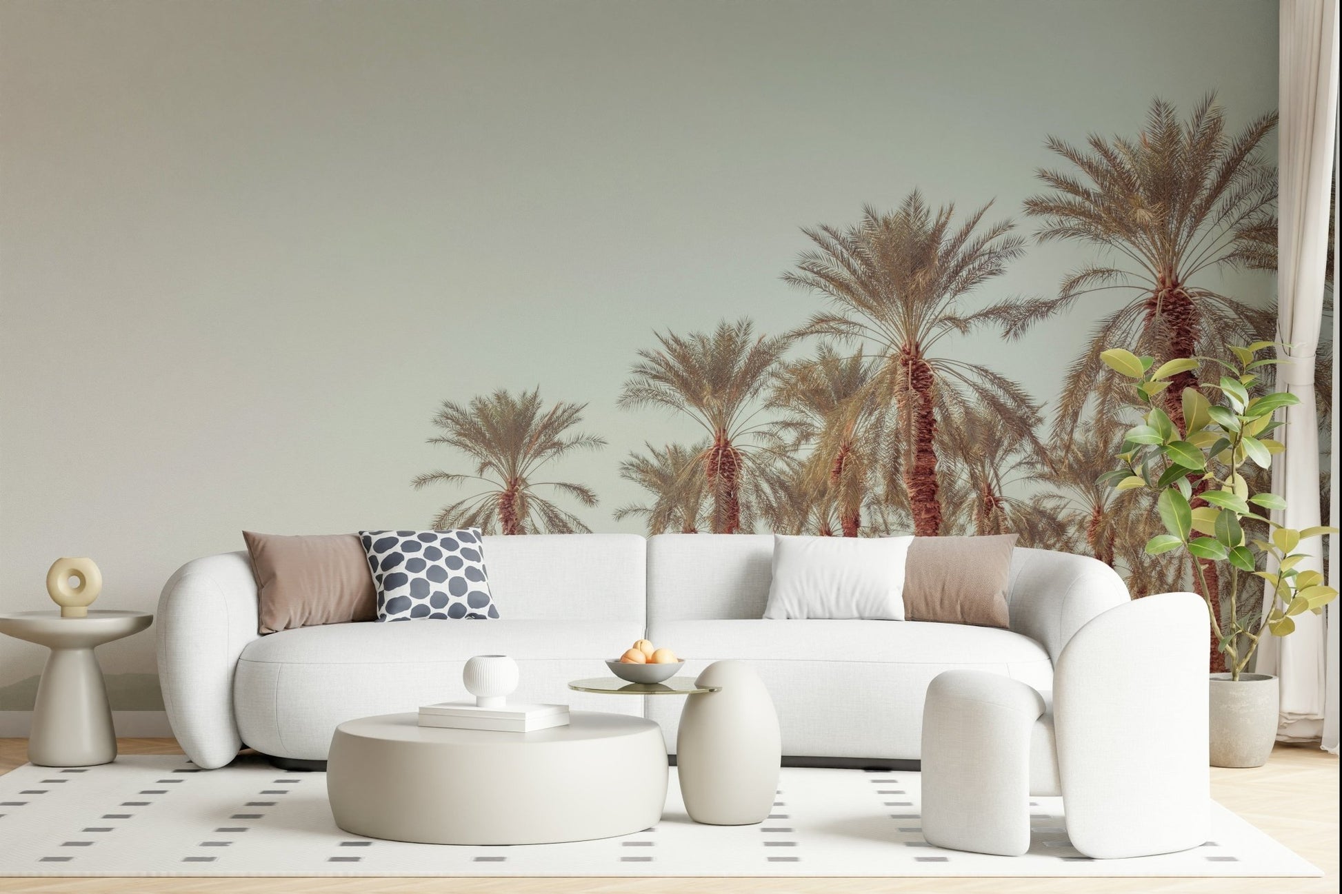 Peaceful oasis Palm Oasis Hues Wall Mural landscape photo.