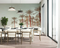 Vintage color Palm Oasis Hues Wall Mural aesthetic print.