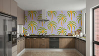 A wallpaper design with a tropical pattern.

