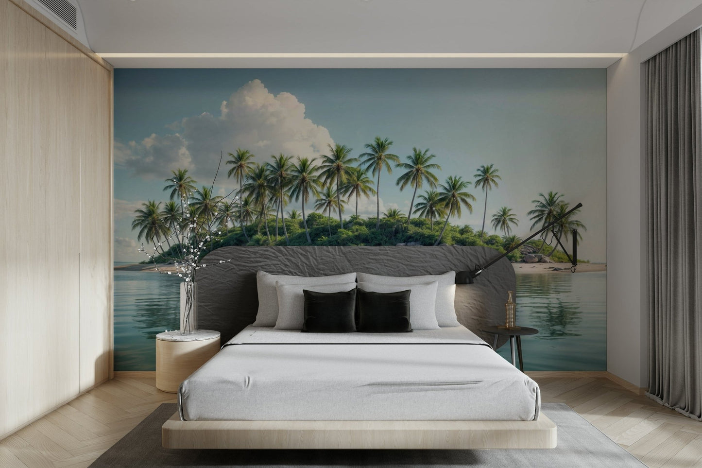 Tropical palm beach mural for interiors
