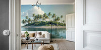 Tropical palm paradise wall mural design
