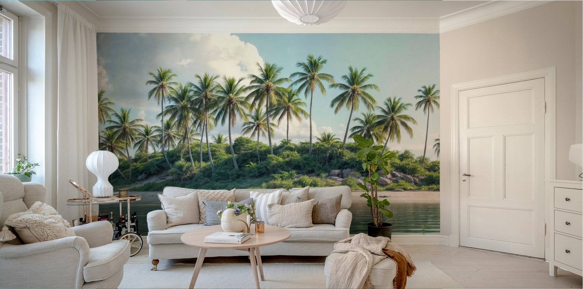 Serene palm paradise beach wallpaper GD452

