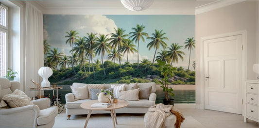 Serene palm paradise beach wallpaper
