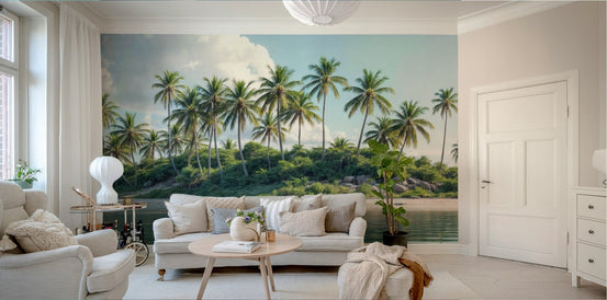 Serene palm paradise beach wallpaper GD452
