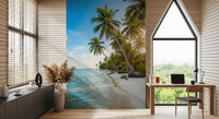 Office space with Palm Paradise Mural coastal background