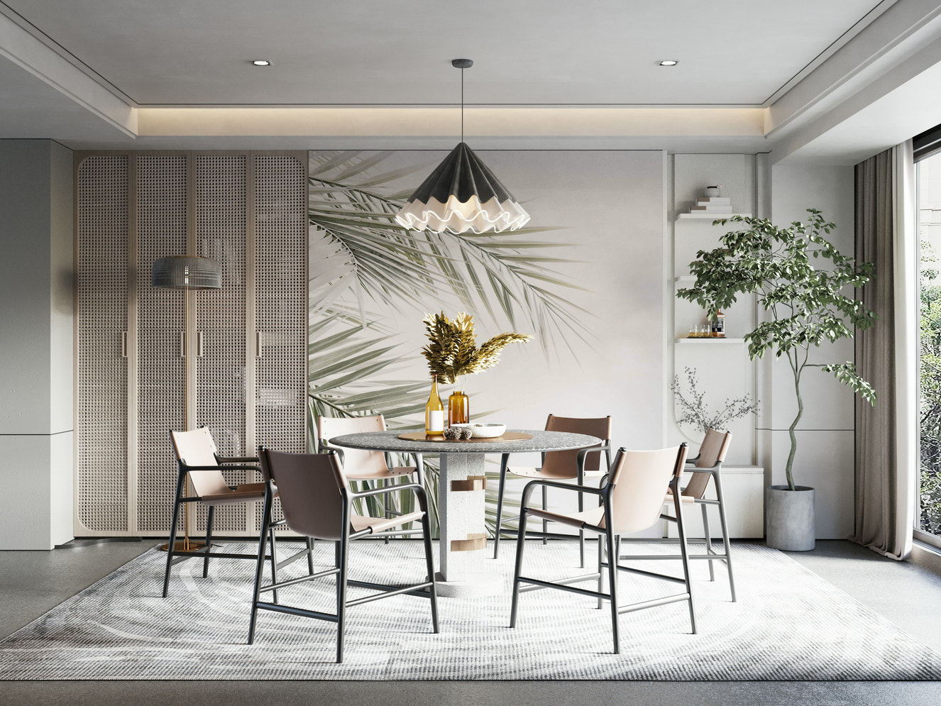 Graceful palm fronds with soft light.

