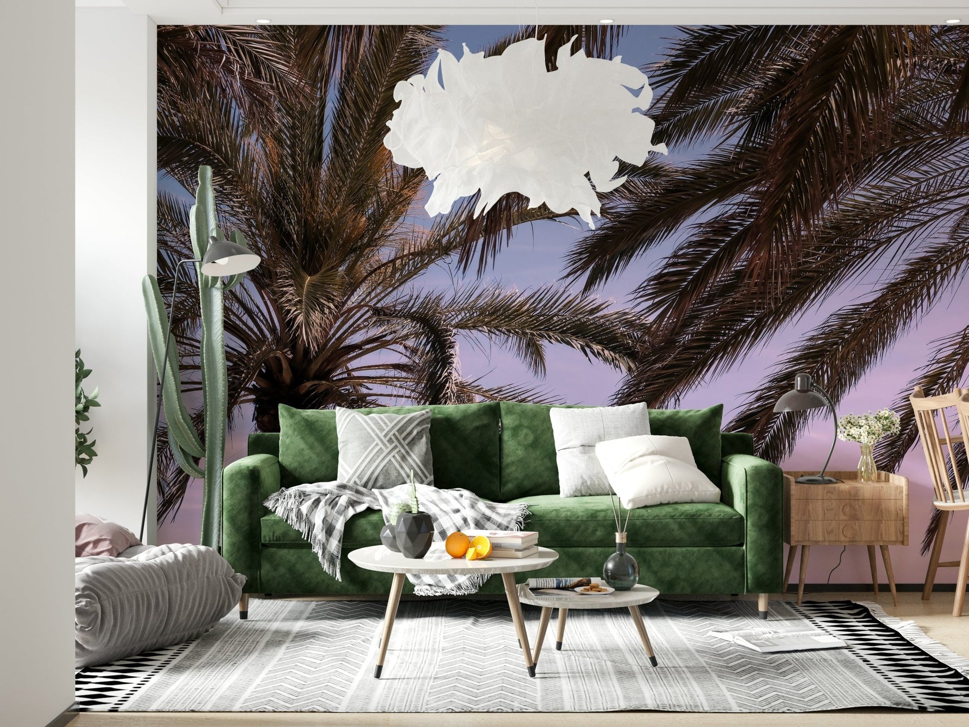 A beautiful wide-angle wall mural of a palm vista.