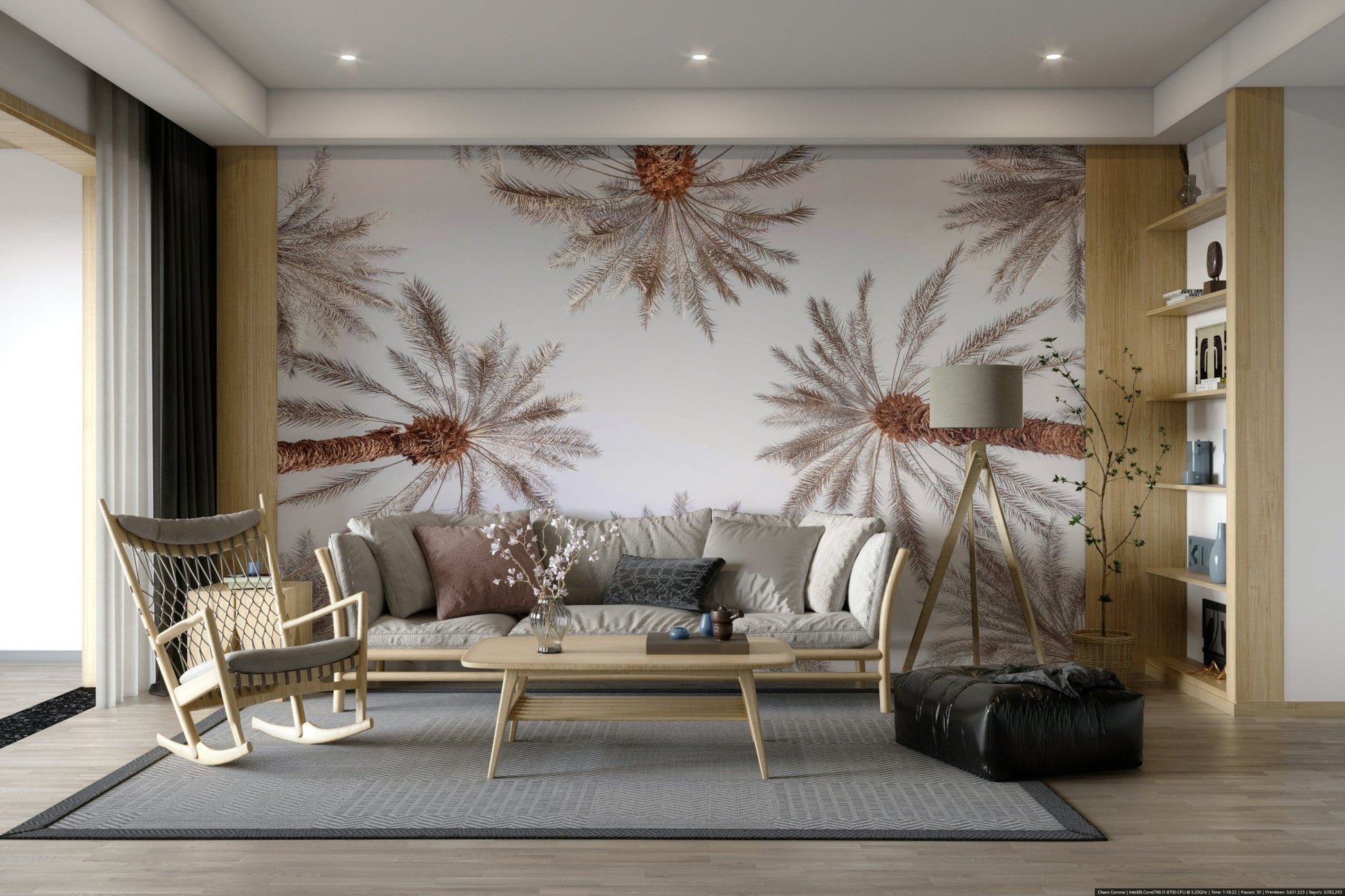 The colors are soft, muted tones of beige, brown, and white.

