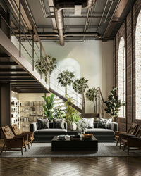 Coastal vintage wall mural with palm tree views

