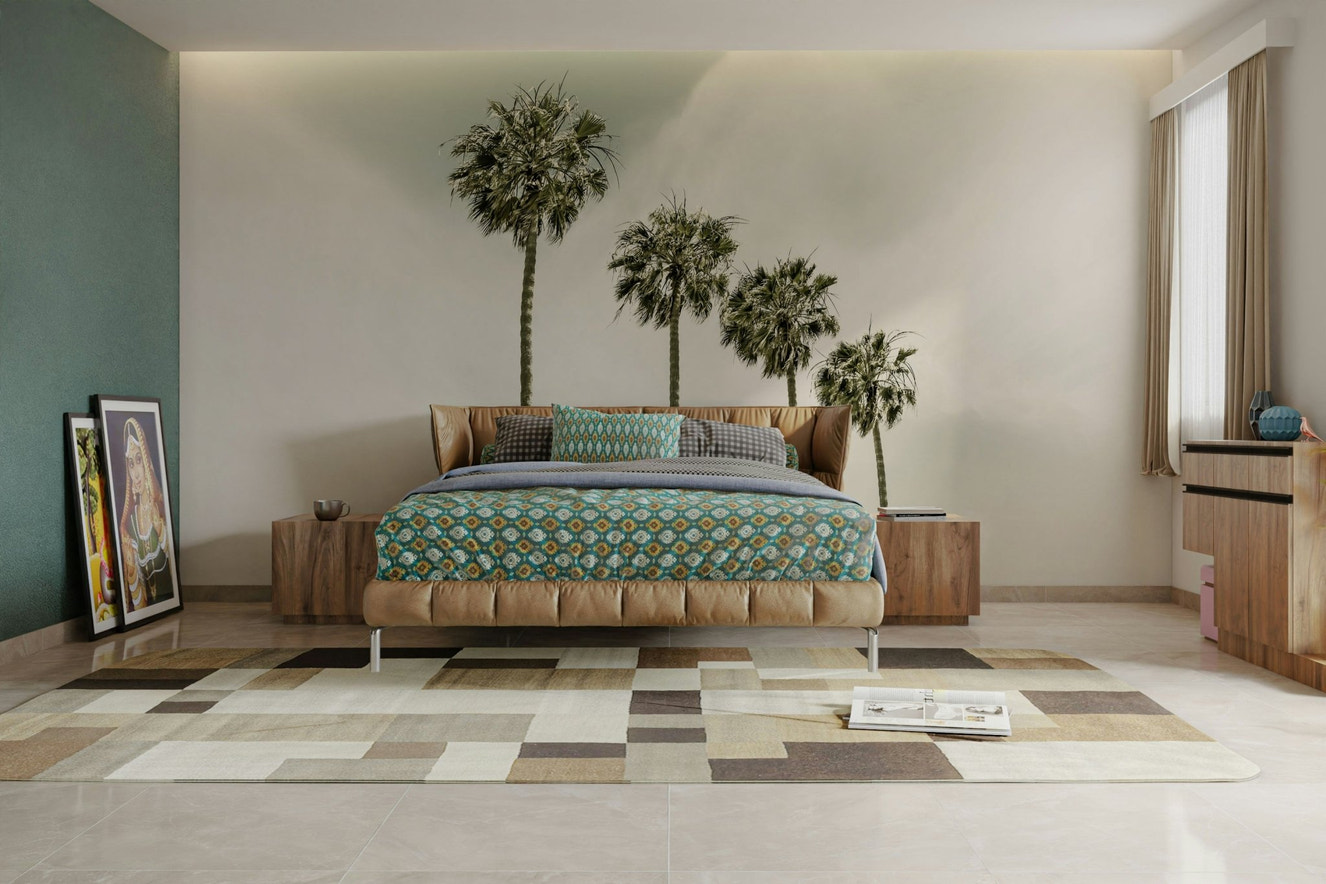 Vintage palm trees wall mural by the beach

