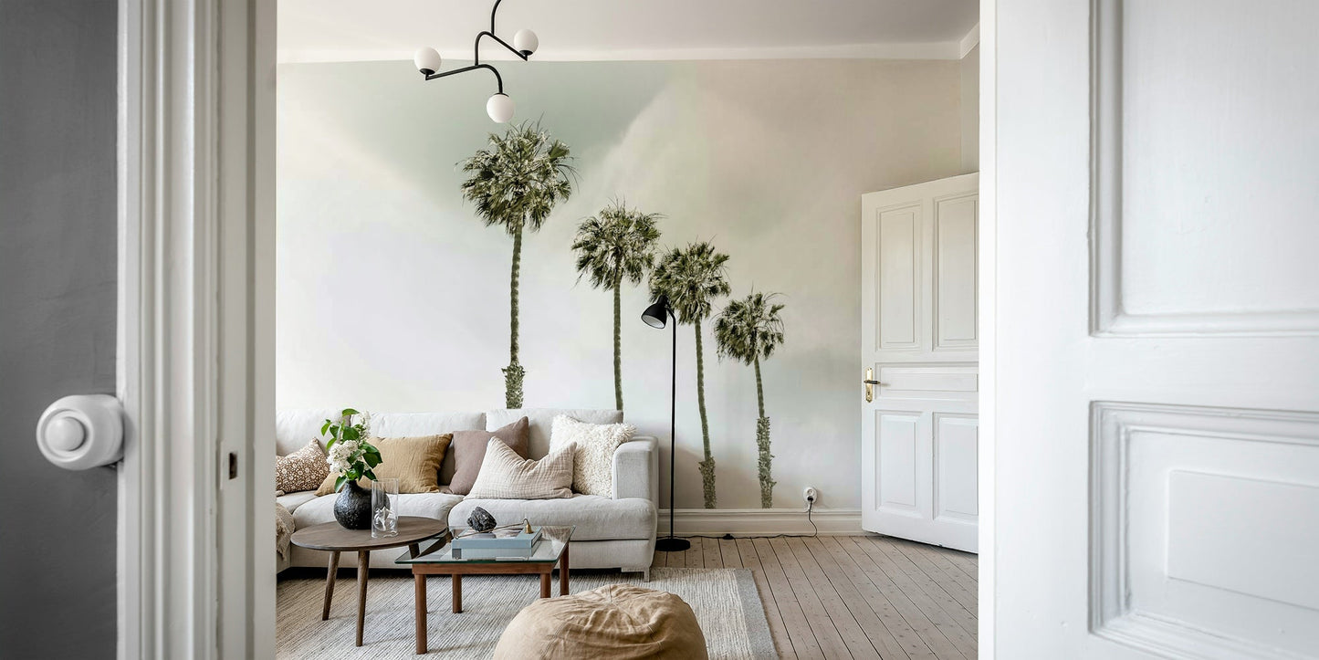 Relaxing beach with palm trees vintage wall art

