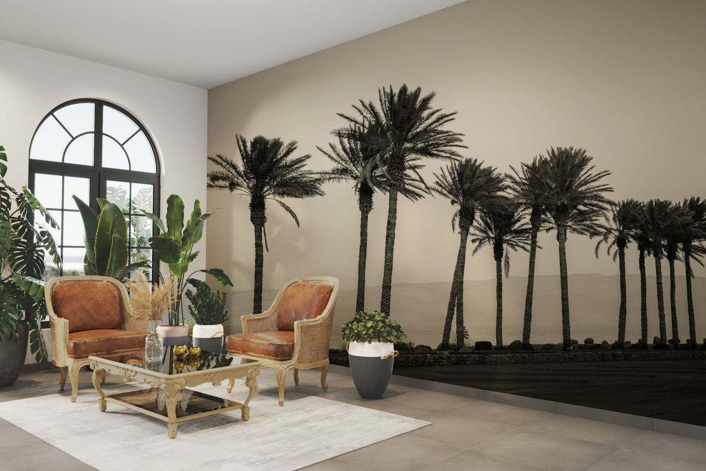 Monochrome mural creating a calming atmosphere in any room

