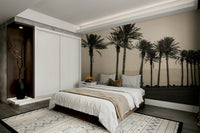 Wall mural capturing the beauty of palm trees on a tranquil beach

