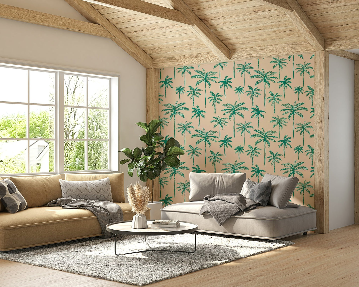 The wallpaper showcasing different types of palm leaves.

